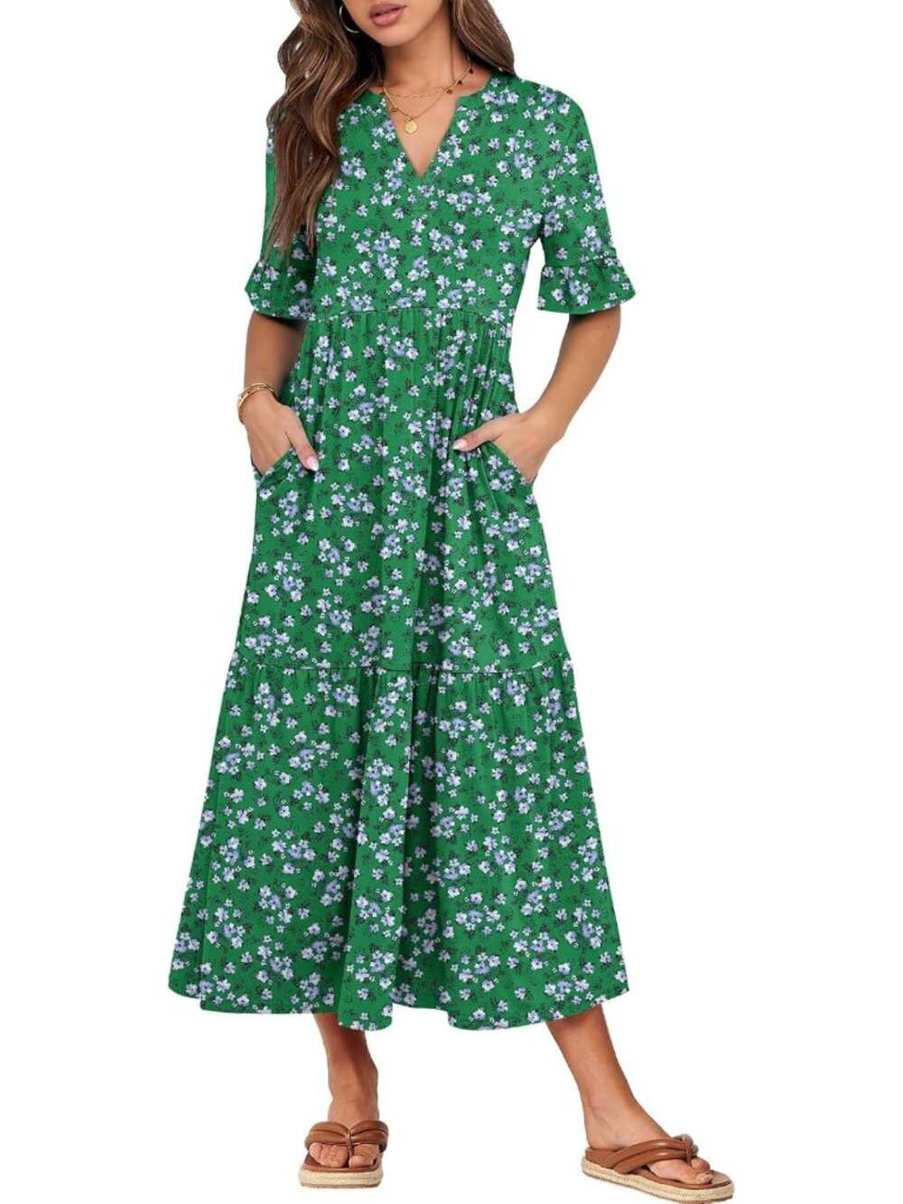Summer Casual Maxi Dress for Women | Ruffle Short Sleeve, Flowy & Comfortable